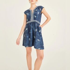 Secret Mission Mirelle Organic Cotton Embroidered Mini Dress Size Medium NWT